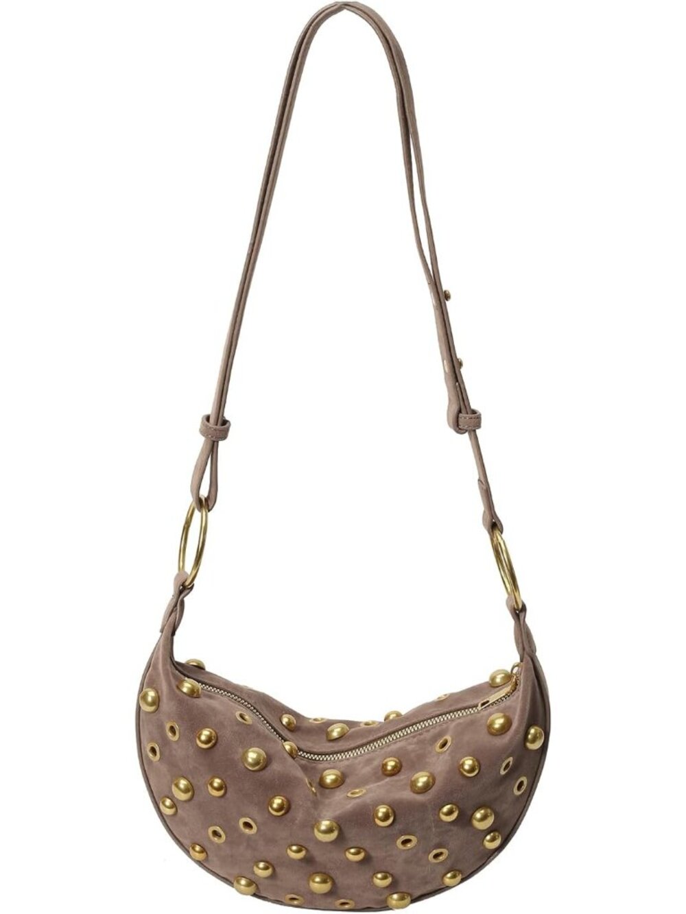 Studded Purse Trendy Studded Handbag Hobo Crescent Bags Y2K Shoulder Bag Suede P